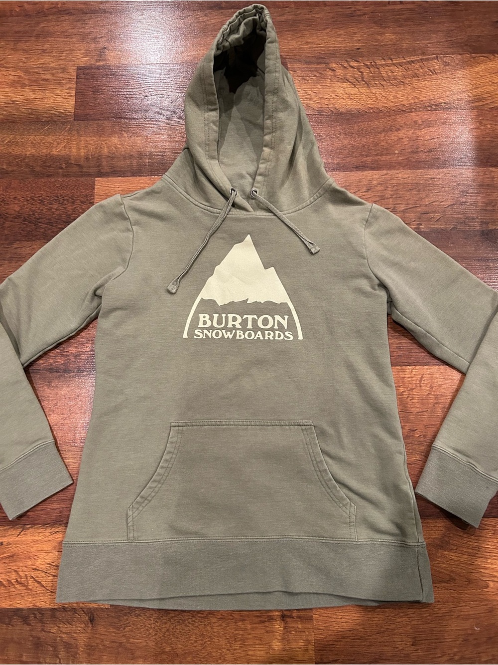 Burton Snowboard Hoodie Women’s Medium Green Cotton Pockets Long Sleeve Pullover